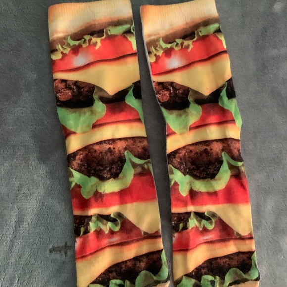 Fun printed Cheeseburger socks Unisex one size - Picture 1 of 3